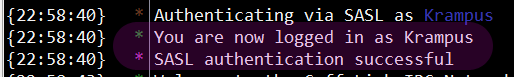 If successful, you will see these messages up in your scroll. If it was not successful, NickServ will be asking for your password.