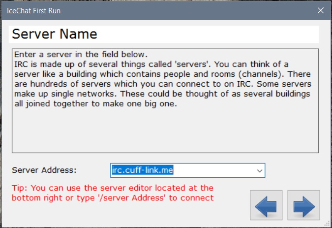 Basic 2: Fill in server address here: irc.cuff-link.me