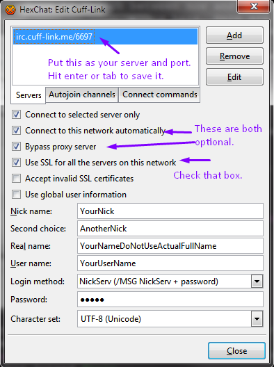 HexChat TLS Settings.